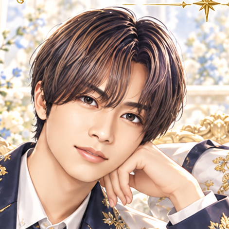 King & Prince 永瀬廉の非公式イメージイラスト。白・紺・金の衣装。