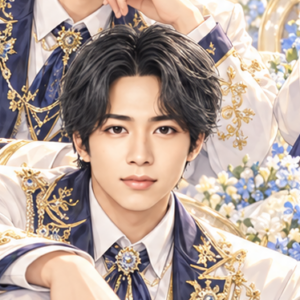Kis-My-Ft2 藤ヶ谷太輔の非公式イメージイラスト。白・紺・金の衣装。