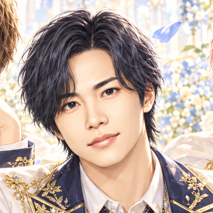 NEWS 加藤シゲアキの非公式イメージイラスト。白・紺・金の衣装。