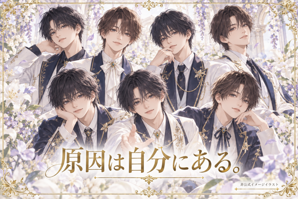 原因は自分にある。をイメージした非公式アニメ風グループイラスト