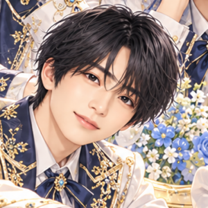 なにわ男子 長尾謙杜の非公式イメージイラスト。白・紺・金の衣装。