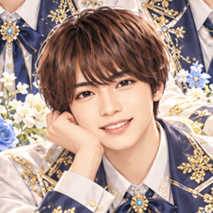 なにわ男子 藤原丈一郎の非公式イメージイラスト。白・紺・金の衣装。
